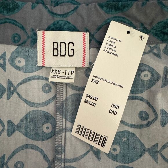 BDG Eva Tie-front Ruched Adjustable Strap Dress Pockets Trapeze Dress NWT XXS - Picture 6 of 8